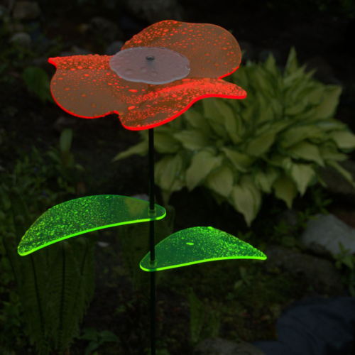 die leuchtende Blume 3 SunForm-Sonnenfänger SunForm-Sonnenfänger, Gartendeko, Gartenstecker, orange Blume, Kleeblatt, 3-blättrig