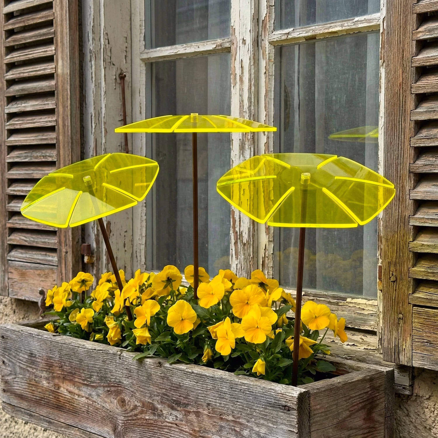 Sonnenschirmchen 2 SunForm-Sonnenfänger Sonnenfänger Sonnenschirmchen, gelb, Fluoreszierende Gartendeko 400 mm