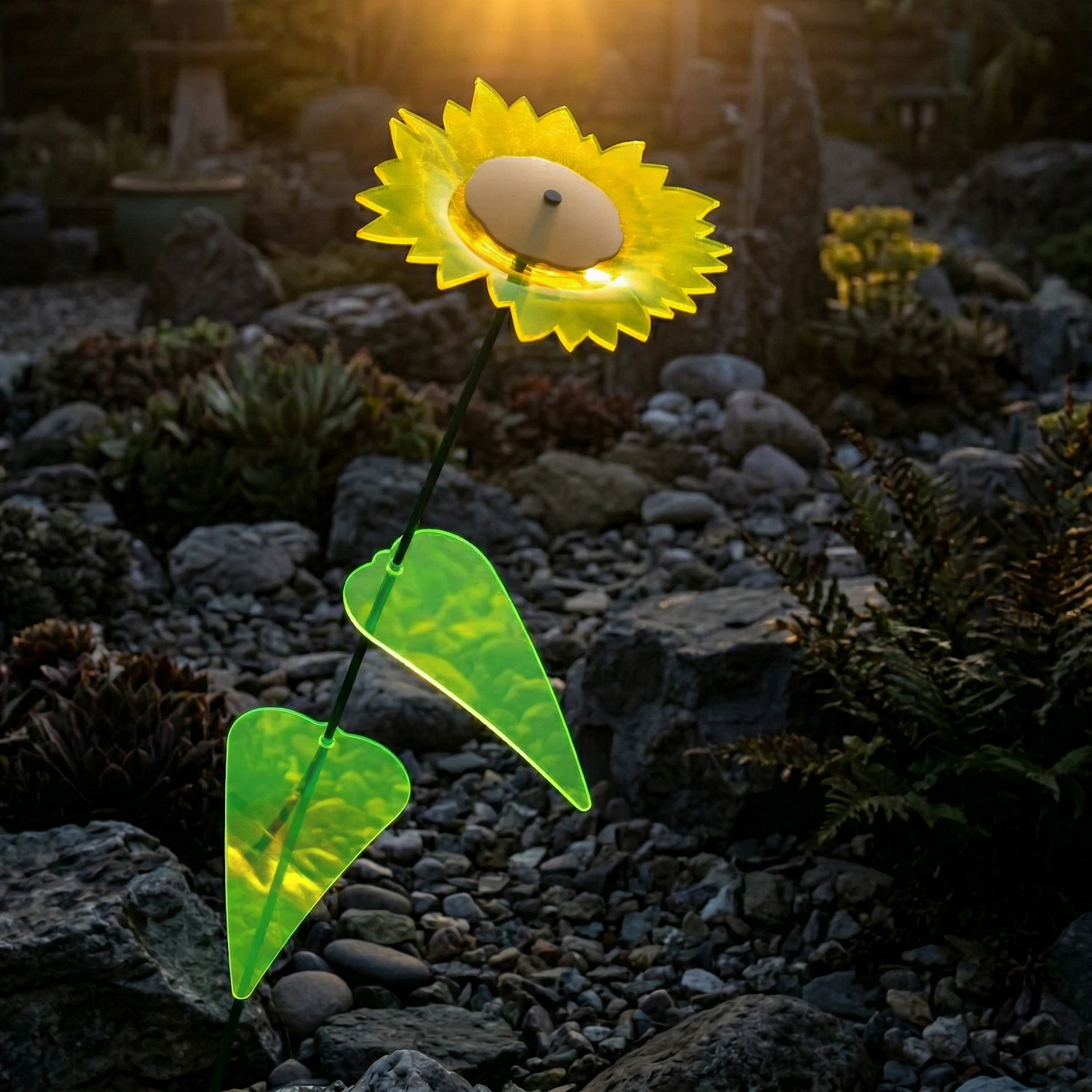 leuchtende Sonnenblume 3 SunForm-Sonnenfänger Sonnenfänger: Sonnenblume im Steingarten